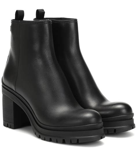 Prada Leather Ankle Boots In Black Lyst