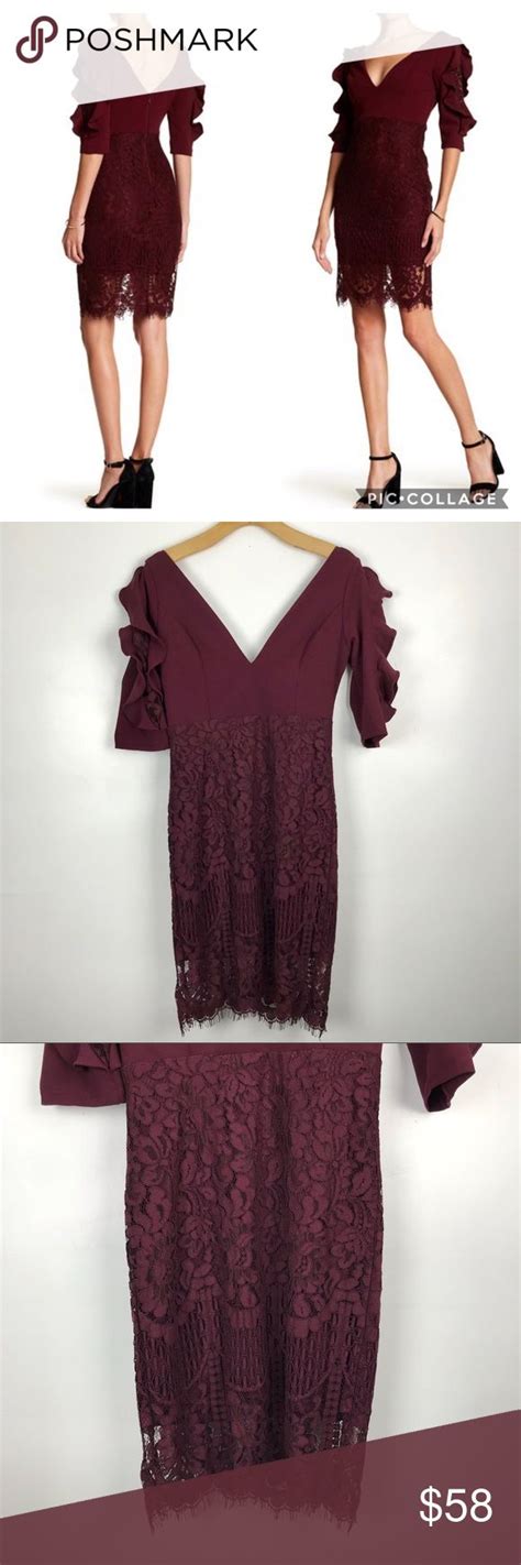 Nwot Soieblu V Neck Lace Dress Wine Color Lace Dress Boho Fashion Dress