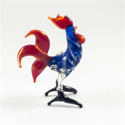 Blown Glass Rooster Figurine Glass Bird Roosters