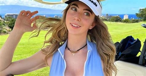 Golf Girl S Plunging Cleavage Distracts Fans As She Shows Off Swing In