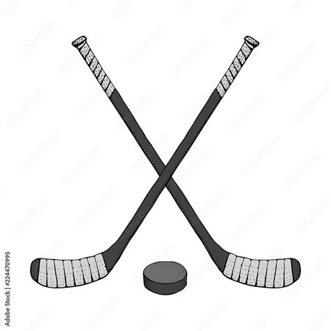 Ice Hockey stick with puck. Sports Vector illustration isolated on ...