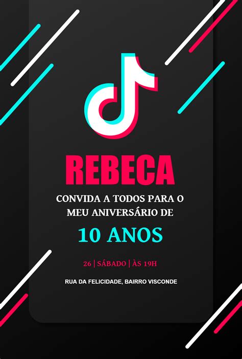 Convite Aniversário Tiktok Edite Grátis Com Nosso Editor Online