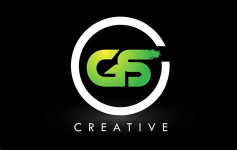 GS Green White Brush Letter Logo Design. Creative Brushed Letters Icon Logo. 9951725 Vector Art ...