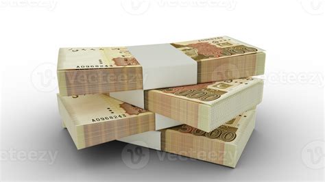 3d Rendering Of Stack Of 5000 Pakistani Rupee Notes Few Bundles Of Pakistani Currency Isolated