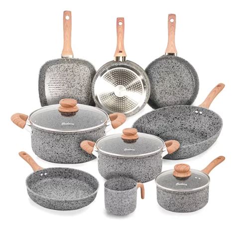 Set Cacerolas sartenes bífera wok jarro Hudson Stone 12 Pzs