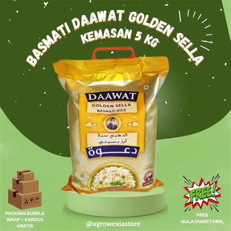 Jual Daawat Beras Basmati Golden Sella Extra Long Grain Kemasan 5 Kg