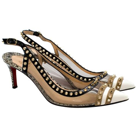 Christian Louboutin Manovra 70 Patent Pvc Slingbacks 41 It At 1stdibs