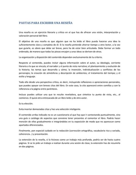 Pautas Para Escribir Una Resena Pdf Descarga Gratuita