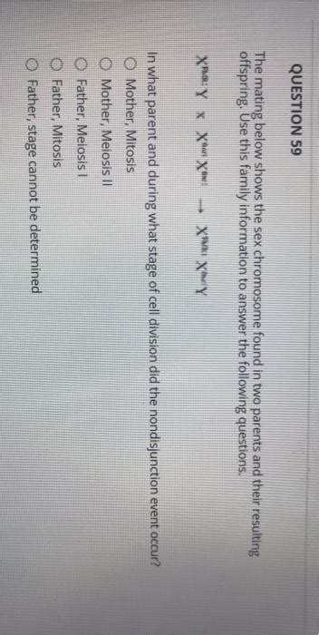 Solved Question The Mating Below Shows The Sex Chromosome Chegg