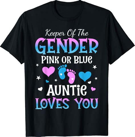 Keeper Of The Gender Pink Or Blue Auntie Loves You Reveal T Shirt Clothing Shoes