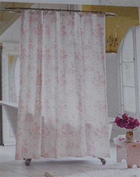 Simply Shabby Chic Shower Curtain Pink Floral Roses French Country