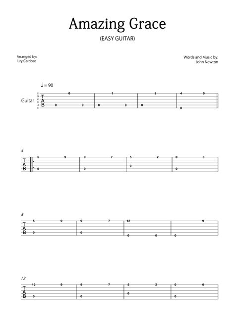 Amazing Grace Arr Iury Cardoso By John Newton Sheet Music For Solo Guitar At Sheet Music Direct