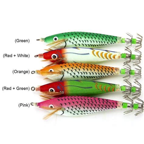 8cm Luminous Wood Shrimp Bait Squid Jigs Hook Fishing Lures Red