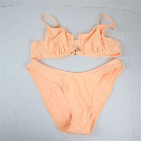 Xhilaration Women S Swim Sz XL Bikini Set Peach Underwire No Pads High