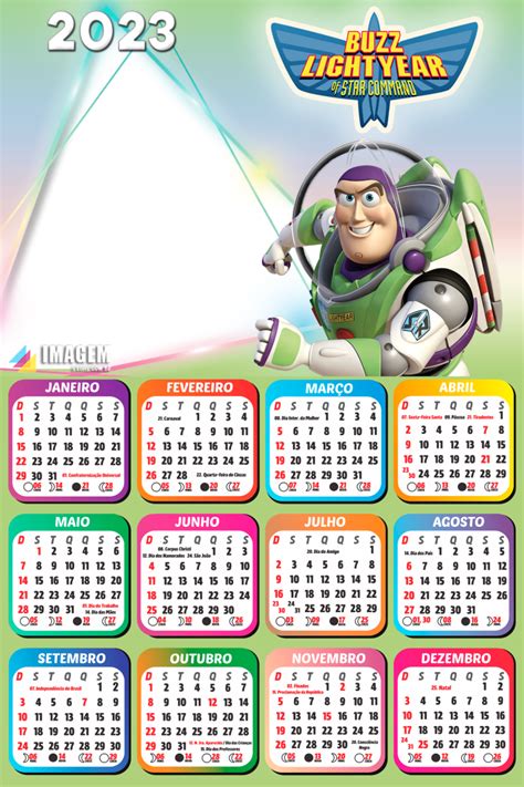 Calendário 2023 Buzz Lightyear Moldura Png Para Montar Imagem Legal