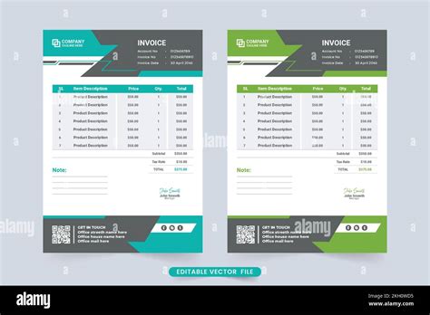 Creative Invoice Template Vector With Abstract Modern Shapes