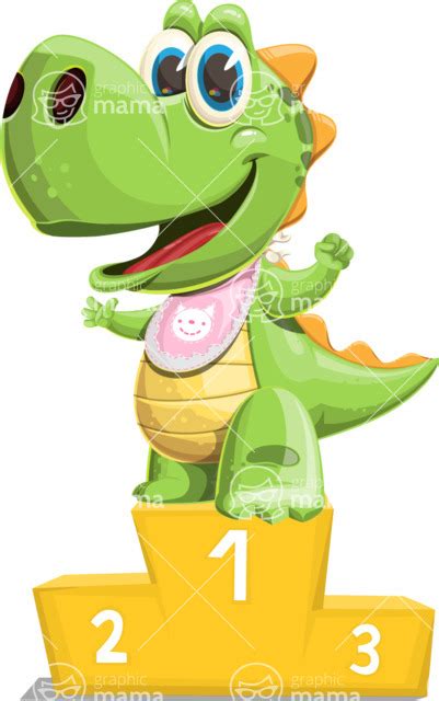 Cartoon Baby Dino Character Set Winning The First Place GraphicMama