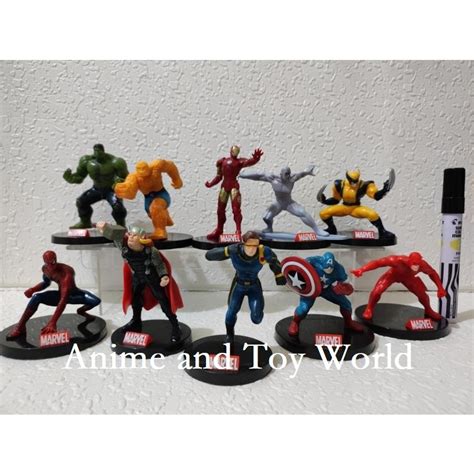 Marvel Spider Man Hulk Captain America Wolverine Iron Man Flash Thor Set Of 10 Collectible