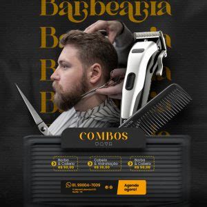 Barbearia Combos Barba Hidratação Social Media PSD Editável download