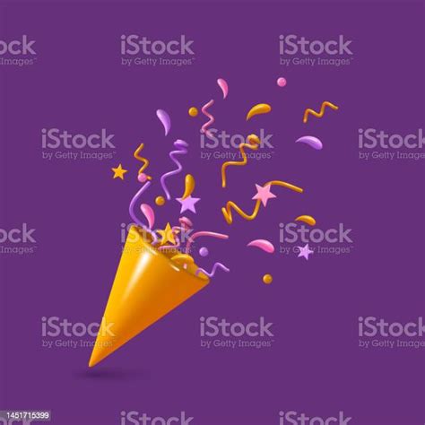 Confetti Yellow Party Hat Stock Illustration Download Image Now Confetti Three Dimensional