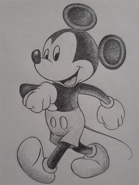 Mickey Mouse Pencil Sketch, Disney | Easy cartoon drawings, Mickey ...