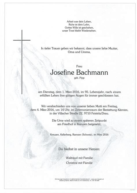 Parte für Josefine Bachmann pax requiem