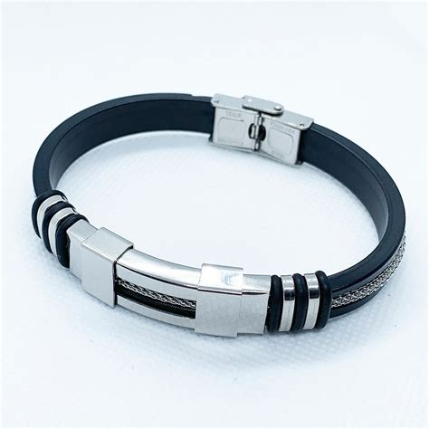 Pulseras Hombre Acero Inoxidable Ajustable Negro Plata 196 00 En