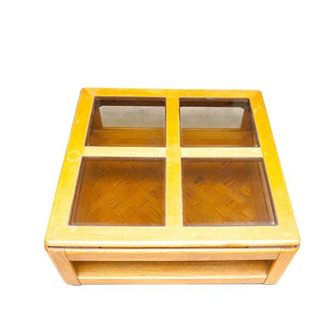 Oak Glass Top Coffee Table Ebth