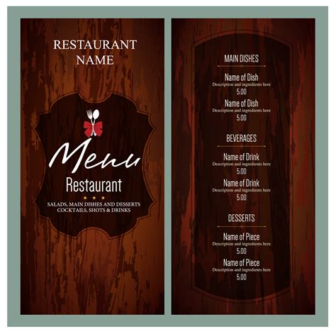 Free Printable Restaurant Menus