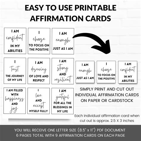 Positive Affirmation Cards Positive Affirmation Card Deck Vision Board Printables Digital