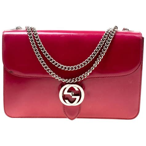 Gucci Hot Pink Patent Leather Gg Interlocking Shoulder Bag At 1stdibs Gucci Dionysus Wallet On