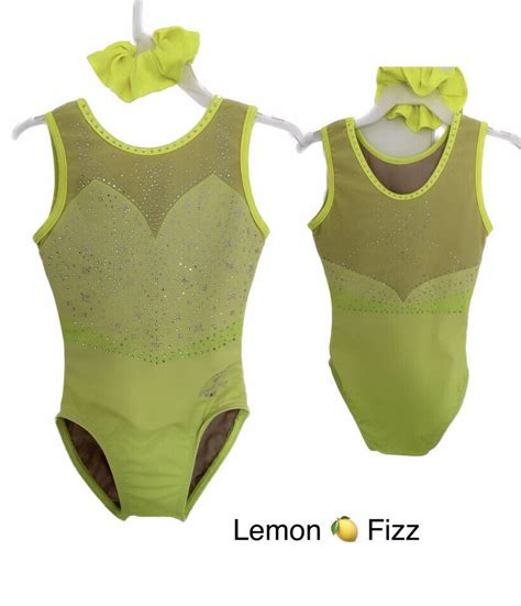 Lemon Fizz Girls Gymnastics Leotard With Crystals Lilachelene