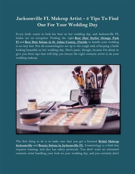 Ppt Jacksonville Fl Makeup Artist 3 Tips To Find One For Your Wedding Day Powerpoint