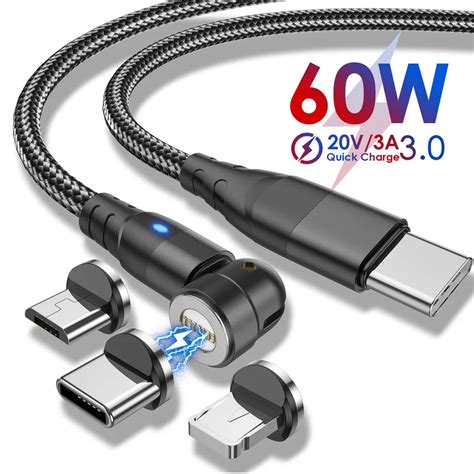 Anseip Cable De Carga Magn Tico Tipo C Usb C A Tipo C Micro Ios Pd