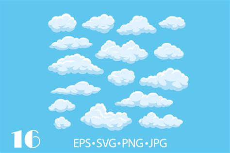 Cartoon White Clouds in Blue Sky Graphic by frogella.stock · Creative ...