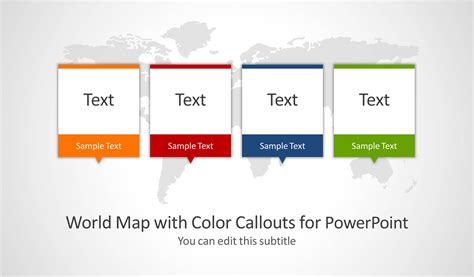 World Map With Color Callouts For PowerPoint SlideModel