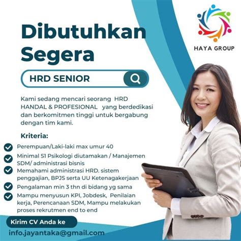 Lowongan Kerja Hrd Senior Di Haya Group Lokerjogja Id