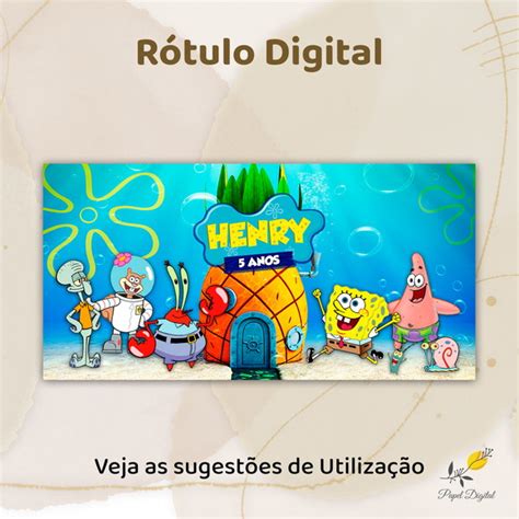 Rótulo Digital Cofrinho ou Caneca Bob Esponja Elo7