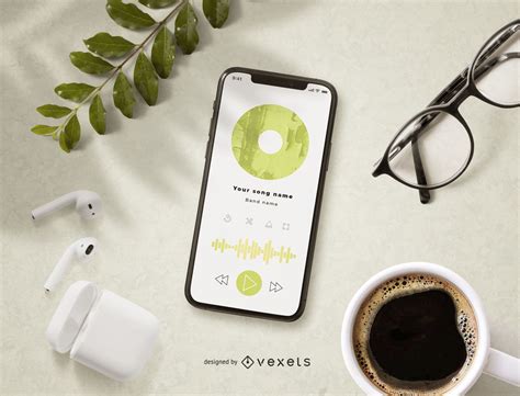 Music App Screen Mockup PSD Editable Template