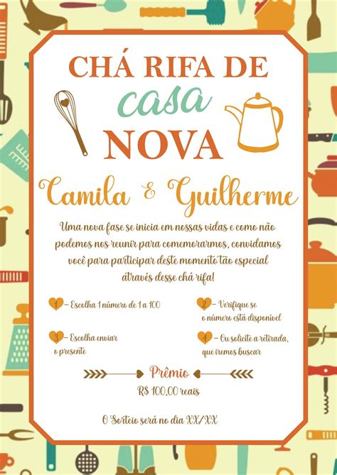 Convite Digital Ch Rifa De Casa Nova Elo Produtos Especiais