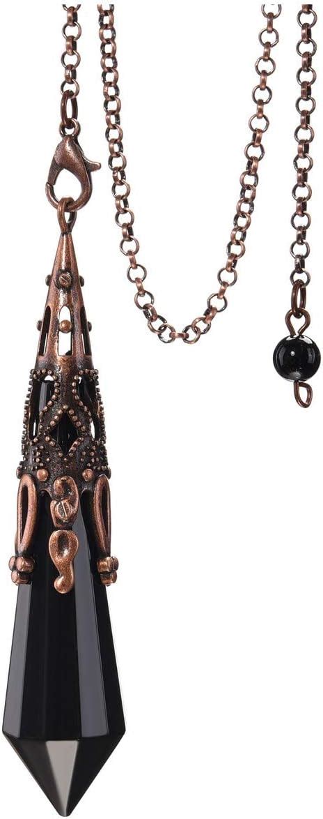 Amazon Jovivi Crystal Pendulum Natural Black Obsidian 12 Facted