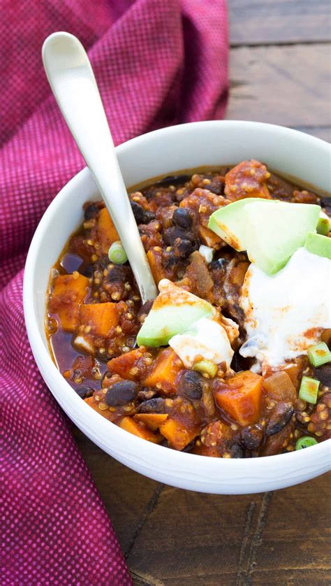 This Sweet Potato And Black Bean Chili With Quinoa Is A Hearty