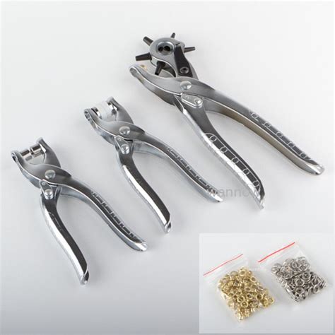 3pc Leather Belt Hole Punch Eyelet Plier Snap Button Grommet Setter