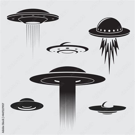 Ufo Icon Set Of Different Flying Saucer Vector Illustration EPS 10