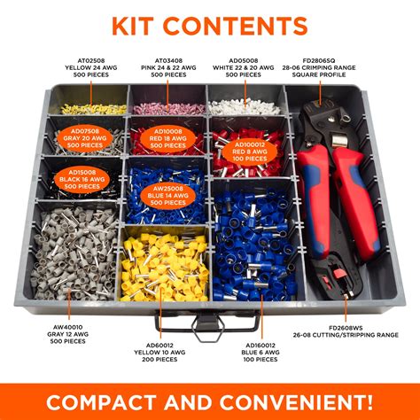 24 To 6 Awg Single Insulated Heavy Duty Wire Ferrule Assortment Kit