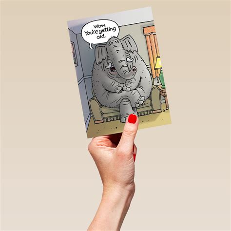 Personalised Editable Funny Cartoon Elephant Birthday Card Hallmark