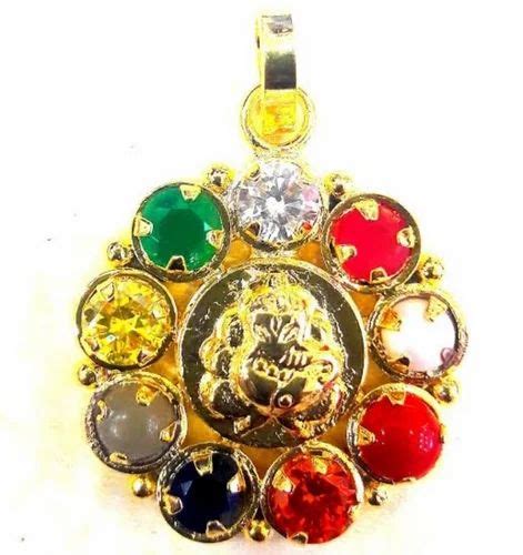 Multicolour Synthetic Brass Navratan Locket Pendant At Rs Piece