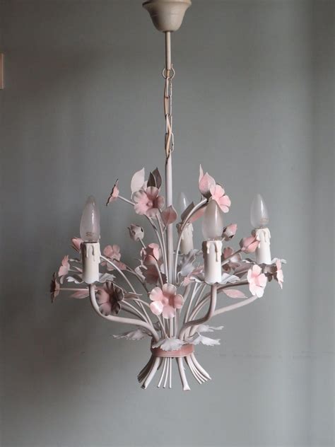 Vintage Italian Toleware Chandelier With Floral Motifs 1960s For Sale