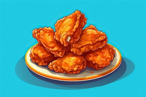 Premium Ai Image Fried Chicken Illustration Food Illustration