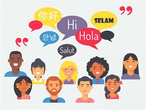 La Gente Habla Diferentes Idiomas En Estilo Plano Vector Premium